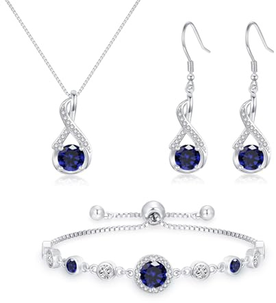 Cangall Silber Schmuck Set Damen, 925 Sterling Silber Halskette & Ohrringe & Armband Set mit AAAAA Cubic Zirkonia, Unendlichkeit Silberschmuck Damen 925 Hochzeitstag Liebesgeschenk für Braut Frauen