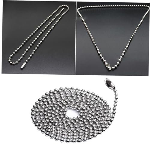 HOMSFOU Stainless Steel Military Necklace Long Bead Connector Clasp Metal Ball Chain for Dog Tag for Keychain Necklace Chain Links