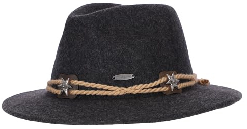 Steigenhöfer Original Herren Trachtenhut, Filzhut, Wanderhut Tiroler Art - Georg - Größenverstellbar - Mit Schweißband - 100% Schurwolle - Zum Förstern, Wandern & Oktoberfest - Schwarz - 57