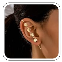 Inateannal Leaf Ear Wrap Hook Earrings Gold Leaf Ear Crawler Earrings Vintage Ear Cuff Climber Hook Earring Leaves Stud Earring Jewelry for Women
