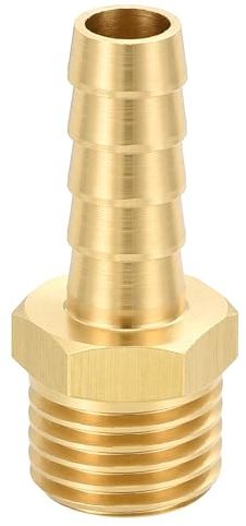 Rebower Brass Hose Barb to Male Adapter 8mm Barb x M14x1.5mm Male | for Industrial, Automotive, Fluid Transfer, Home Gardening, and Water Treatment