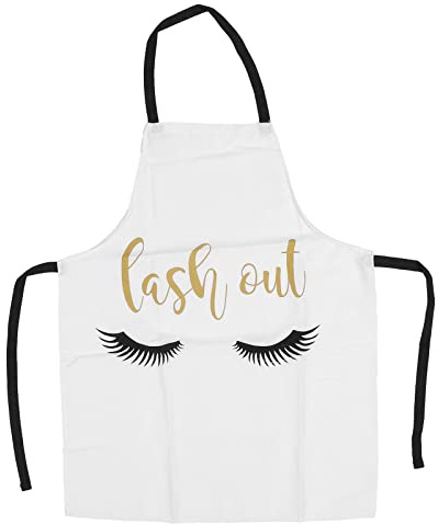 Wimpernkünstler Schürze weiches haltbares Waschwert mit Wimpernmuster für Schönheitssalon Küchen Backen (Weiß)