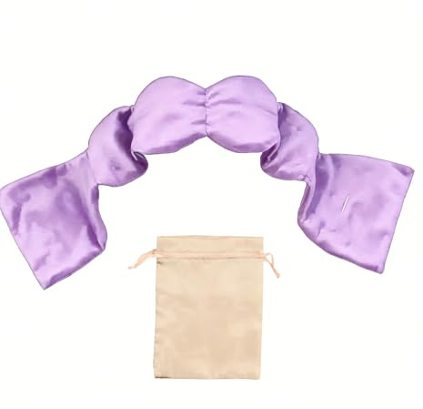 Schlafmaske Frauen, Gewichtete Augenmaske, Entspannende Augenabdeckung, 70cm Reiseschlafmaske mit Perlen, Schlafmaske Gewicht für Tiefenentspannung (Lila)