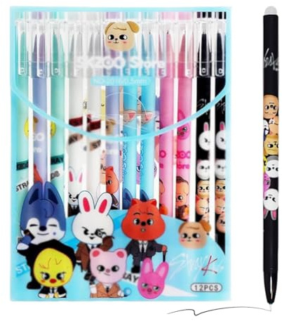 NHPY 12pcs Skz Penne Gel Animali Kpop Merch Regali Per Penne Kawaii Penna Cancellabili Regalo Festa Per Adulti Scuola Ufficio