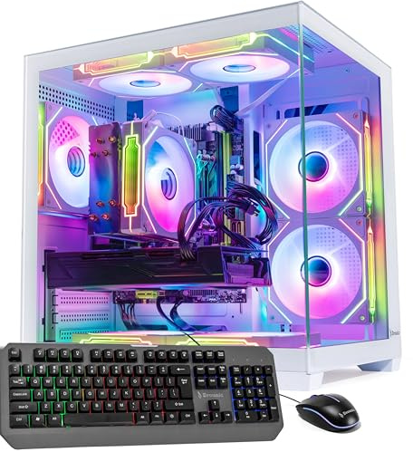 Evounic Gaming PC Computer Desktop - Ryzen 5 5500 bis zu 4,2 GHz, Radeon RX 580 8 GB GDDR5, 16 GB DDR4 RAM, 1 TB NVMe SSD, WiFi 6 & BT 5.4, Windows 11, 8 × ARGB Lüfter, 650 W PSU