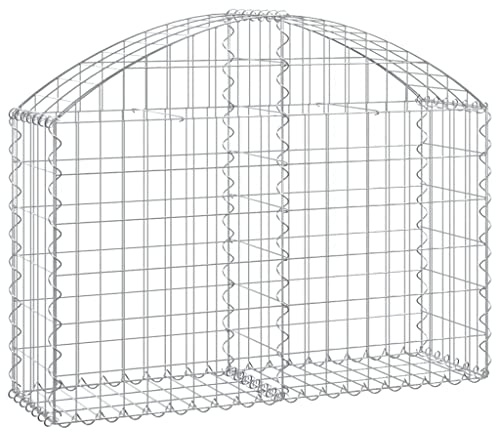 Nqyjm Clôture en Maille de Jardin Panier de Gabions Arqué 100x30x60/80 cm Fer Galvanisé, Mur à Gabion Cages à Pierres pour Terrasse Extérieur Pelouse Décorative