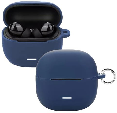 KUSINHOKA Custodia Compatibile con Xiaomi Redmi Buds 8 Lite, Cover Protezione in Silicone con Gancio Portachiavi, Morbido Antiurto Portatile Custodia Protettiva [Ricarica Wireless], Blu