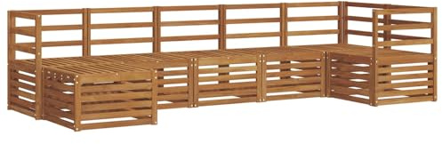 vidaXL Sofagarnituren 7 pcs Natur Massivholz Akazie, Moderner Garten-Sofa, Robustes Lounge-Set, stylische Möbel für gemütliches Terrassen-Sitzen
