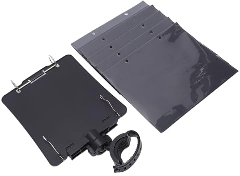 Ejoyous Klarinetten-Notenhalter, ABS-Metall-Notenklammer für Marschleier mit 5 Nachfüllhüllen, Flip-Folder-Design, Silikonkontakt, für Bandauftritte und Schülerübungen
