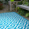 FH Home Outdoor-Teppich - wasserfest, farbecht, wendbar - recycelter Premium-Kunststoff - Geometrisch- Terrasse, Veranda, Wintergarten, Camping, Wohnmobil - Aztec - Petrol & Weiß knitterfrei 180 x 270