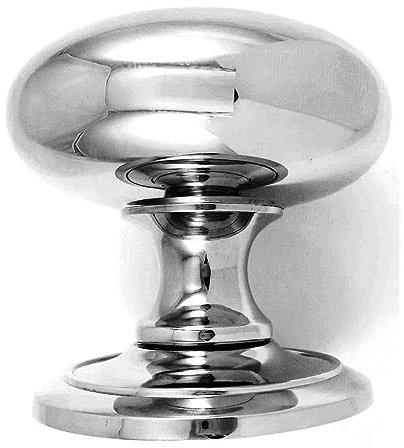 Large Round Victorian Centre Door Knob (Round Design) 100x90mm in 2 Finishes (Satin Nickel)