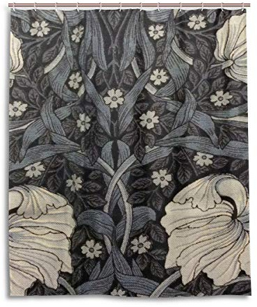 William Morris Duschvorhang, Badezimmer-Dusche, William Morris-Zoom-Vorhänge, Stoff, wasserdicht, für Bad, Heimdekoration, 150 x 180 cm mit 12 Haken