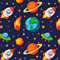 Pingianer 100x160cm Mond Weltraum 100% Baumwolle Baumwollstoff Kinder Meterware Handwerken Nähen Stoff (Planeten Rakete Bunt, 100x160cm (11,99€/m))