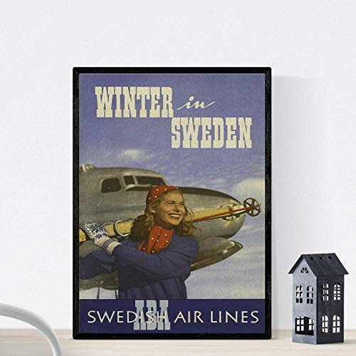Nacnic Vintage Poster Vintage Poster Europäische Berge. Schwedischer Winter. A3 Größe