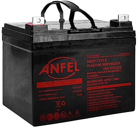 Batteria Lead Acid AGM 12V 33Ah al Piombo Ricaricabile Ciclica Pila Batteria Ermetica Batterie di Ricambio per Trattorino Tosaerba Tagliaerba Carrelli Golf Cars Carrozzina Scooter Solare ups