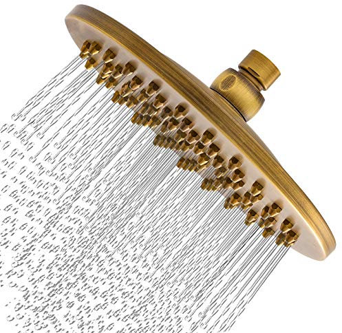 Pommeau De Douche Rond En Laiton Brossé Antique TêTe De Douche à Effet Pluie De 8 Pouces Avec Filtre Adapté à La Douche De Salle De Bain Bronze Style Vintage Connecteur à Billes G1 / 2