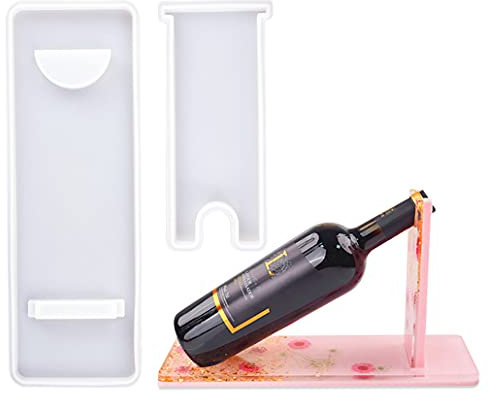 KyeeaDIY 2 Pcs Red Wine Rack Resin Molds Wine Butler Epoxy Resin Casting Mold Bottle Holder Storage Shelf Silicone Casting Mould Agate Coasters Molds DIY Craft for Home Decoration (2 Pcs)