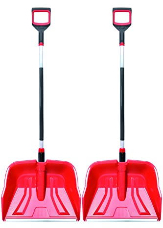 2X Ergonomische Schneeschaufel - Schneeräumer für kleine und große Schneemengen – Kunststoff-Blatt, Aluminiumkante, Aluminium-Stiel mit separatem Griffbereich