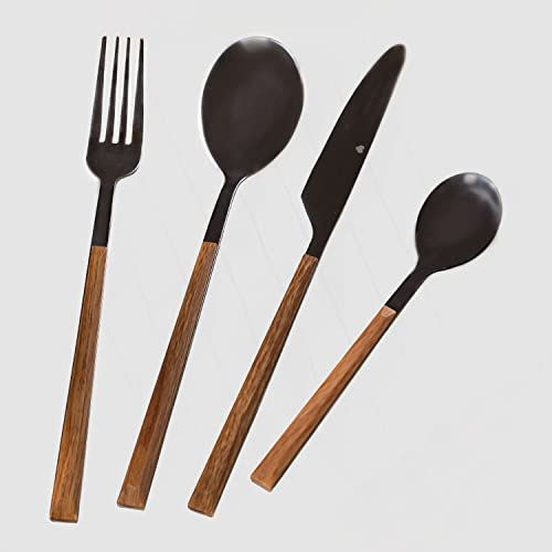 SKLUM Couverts Effet Bois 16 pièces Priya -