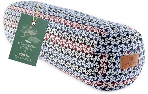 #DoYourYoga Zylinder Yogabolster mit Bio Buchweizenspelz (KBA), 68cm x 22cm, waschbarer Bezug aus Baumwolle & Polyester, Yogakissen Meditations-, Sitz-, Zafukissen für Yin Yoga - Style 17