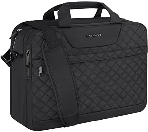 EMPSIGN 17.3 Inch Laptop Bag, Laptop Briefcase for Women Large Laptop Case Computer Bag Business Office Travel, Water-Repellent Women Briefcase Shoulder Bag with RFID Pockets, Black