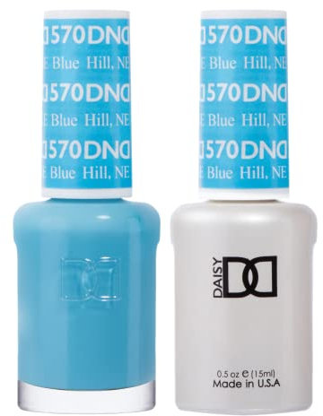 DND Gel Polish Set, Blue Collection, UV Gel Polish and Air Dry Nail Lacquer, Matching Chip-Free Polish Duo, 570 Blue Hill, 0.5 Fl Oz