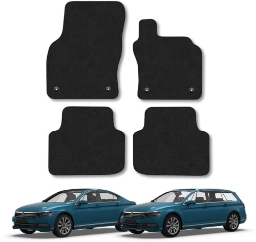 VW Passat (2015-2024) Carpet Car Mats | Black Edge Trim Tailored Fit Floor Mats Full Coverage Protection Accessories Easy Clean Anti Slip Made in the UK