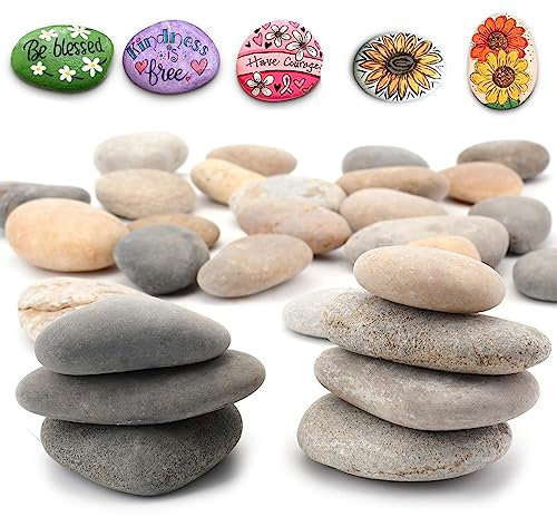 25 Pezzi Ciottoli Pietre per Pittura, Rocce Dipinte Fai da Te Creativo, Pietre Piatte Da Dipingere, Rocce Ciottoli, Ciottoli per La Pittura, per Pittura Fai da Te, Decorative per Acquario e Giardino