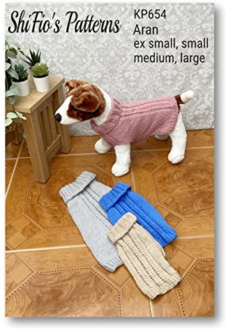 Strickmuster für Hunde Pullover, 4 Größen enthalten, Aran-Garn, Größen sind XS, S, M und L, Hundepullover Aran Garn Strickmuster, Buch, Buch, Buch, Anleitung, KP654