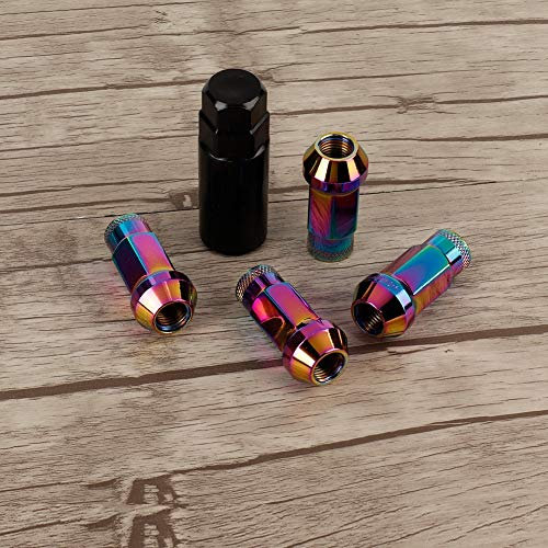 Radbolzen 20 Schlüssel M12,Wheel Nuts,Ecro De Roue Rainbow,2007 Lug Nuts 12X1.25,Automotive Lug Nuts,20Pcs M12*1.25 Iron Acorn Extended Open End Wheel Racing Lug Nuts With Key