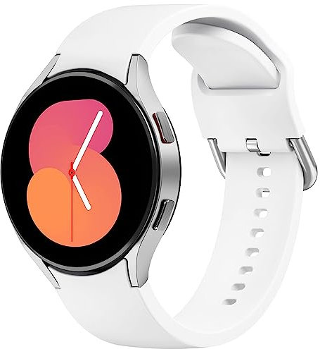 Bracelet pour Samsung Galaxy Watch 5/4 40mm 44mm/Samsung Galaxy Watch 5 pro 45mm/Galaxy Watch 4 Classic 42mm 46mm pour Femme Homme,20mm Bracelet Sport Silicone pour Samsung Galaxy Watch 5/4(Blanc)