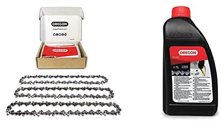 Oregon - Set mit 3 Sägeketten für 16 (40 cm) -Kettenführungen, 56 Antriebsglieder, geringe Zugstufe & Kettensäge Öl für Sägeketten und Führungsschienen, 1-Liter-Flasche (O10-4935)