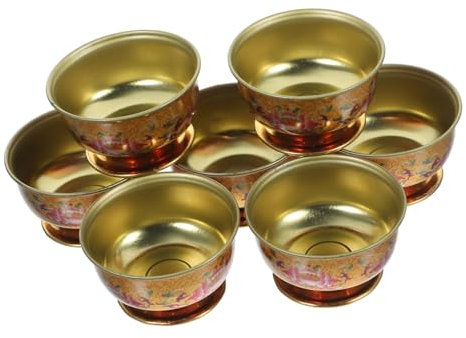 Kichvoe 7 Pièces Bouddhiste Autel Tasse Eau Offrande Tasse Bénitier Eau Tasse Tibétain Offrande Bol Sacrificiel Tasse Pour Le Thé Yoga Méditation Encens Temple