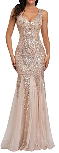 Daikascbny Abito Elegante Vintage da Donna per Damigella d'Onore, Cerimonia, Banchetto - Vestito Lungo da Sera Curvy con Spalline e Ruffles per Cocktail