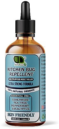 Bug Repellent with CEDERWOOD, Tea Tree, Peppermint & Eucalyptus Essential Oil (Repells Bugs Such as Flies, Ants, Wasps & Mosquitos Indoors in The Home) (50ml Glass Dropper)