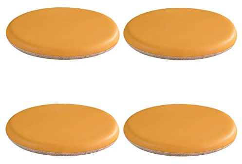 FDISDIFH Rund Stuhlkissen Sitzkissen 30-45cm, Kunstleder Sitzpolster Abnehmbares Memory Schaum Stuhlkissen Sitzauflage FüR KüChe Esszimmer Garten BüRo,Gelb,17in(4 Pcs)