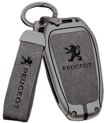 VOLBOZ Coque de Clé de Voiture pour Peugeot 4008 2008 5008 308 408 508L 3008, Étui de Protection pour Clé de Voiture, Housse pour Clé De Voiture, Porte-ClÉS de Voiture Portable Accessoires,A Grey