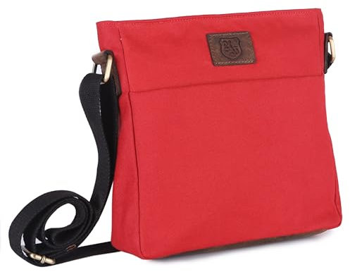 hodalump Umhängetasche aus recyceltem PET & Büffelleder (Rot) – Handgefertigte Unisex Schultertasche mit viel Stauraum – Robuste Crossbody Bag für Alltag, Beruf & Freizeit