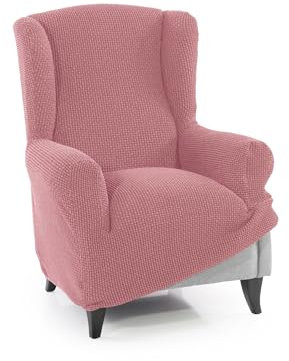 FAVERTI® Super elastischer Sesselbezug für Ohrensessel, 1-Sitzer, 70 bis 100 cm, Modell Novele, Pastellrosa, hochwertiger Schutz aus Jacquard-Stoff, Baumwoll-Touch, Ohrensesselschutz