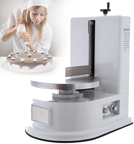 Qiang Máquina De Decoración De Recubrimiento Suave De Crema para Pasteles De Cumpleaños, Raspador Tartas Ajustable,Ajuste Velocidad 11 Velocidades,Plato Giratorio 36Cm,White