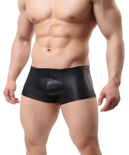 Glänzende Herren Boxershorts, elastische metallische Boxershorts, sexy Herren Boxershorts mit niedriger Taille, glitzernde sexy Hosen für Clubwear, sexy Unterhosen für Tanzbekleidung, Nachtclub, Rave