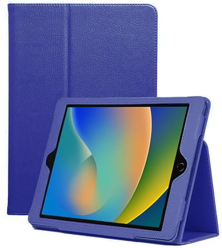 Flip Folio Case for Apple iPad 9th / 8th / 7th Generation (2021/2020/2019) 10.2 Inch - [Corner Protection] Premium Leather Stand Back Cover WITH Pencil Holder, Auto Sleep/Wake (Blue)