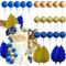 JeVenis Royal Blue Cake Topper [24 Pieces] Reusable Cake Decorations for Wedding Anniversary, Birthday, Party