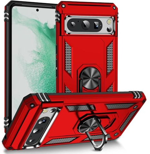 CoolGadget Outdoor Handyhülle für Google Pixel 8 Pro Outdoor Case, Defender-Design mit stoßfestem Rundumschutz und Ringhalter, kompatibel mit Google Pixel 8 Pro (6,7 Zoll), Rot