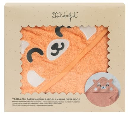 Mr. Wonderful Kapuzenhandtuch für Babys, roter Panda, 100% Baumwolle, Badetuch für Kinder