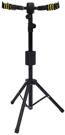 Dual-Gitarren Ständer, Auto Lock Rutsch Feste Rutsch-Anti-Scratch-Doppel Gitarren Halter Bodenst änder für Klassische Akustische E-Gitarre Bass-Ukulele