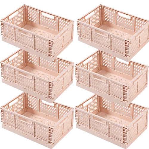 EURXLQ 6 Pink Stück Klappbox 43×29×17cm,Klappkiste Körbe Aufbewahrung Zusammenklappbarer Tragbar Aufbewahrunskisten Bunt aufbewahrungskiste Geeignet für Küche,Bad,Büro,Schlafzimmer