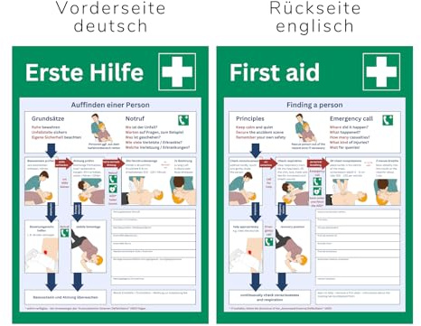 3x Erste Hilfe Plakat - DIN A4 - deutsch und englisch - Poster Aushang Schild (3, DIN A4)