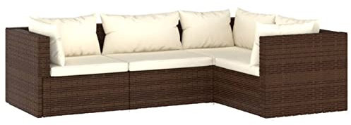 Tidyard 4-TLG. Gartenlounge Set Polyrattan, Loungemöbel Terrasse, Terrassensofa Rattan, Balkonlounge Set Rattan, Lounge Gartenmöbel Set, Kissen