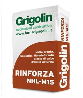 Mortero preparado, reforzado con fibra, refuerzo NHL M15-Grigolin (25 kg)
